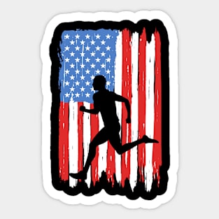 American Flag Running Graphic Sticker